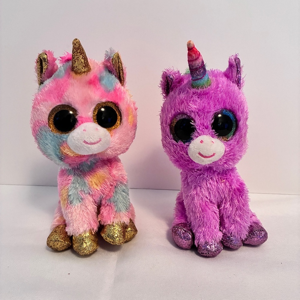 Ty Beanie Boos Fantasia the Unicorn & Rosette the Unicorn Plush Toys Set of 2